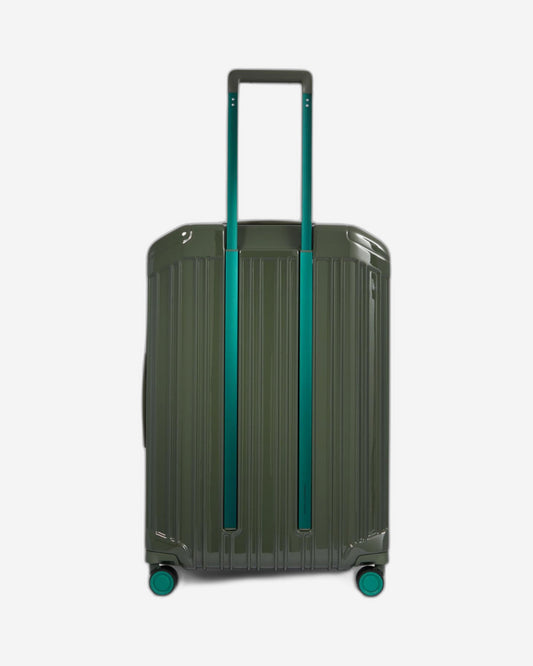 Piquadro Pq-Light Medium Size Expandable Trolley With 4 Wheels In Polycarbonate Green