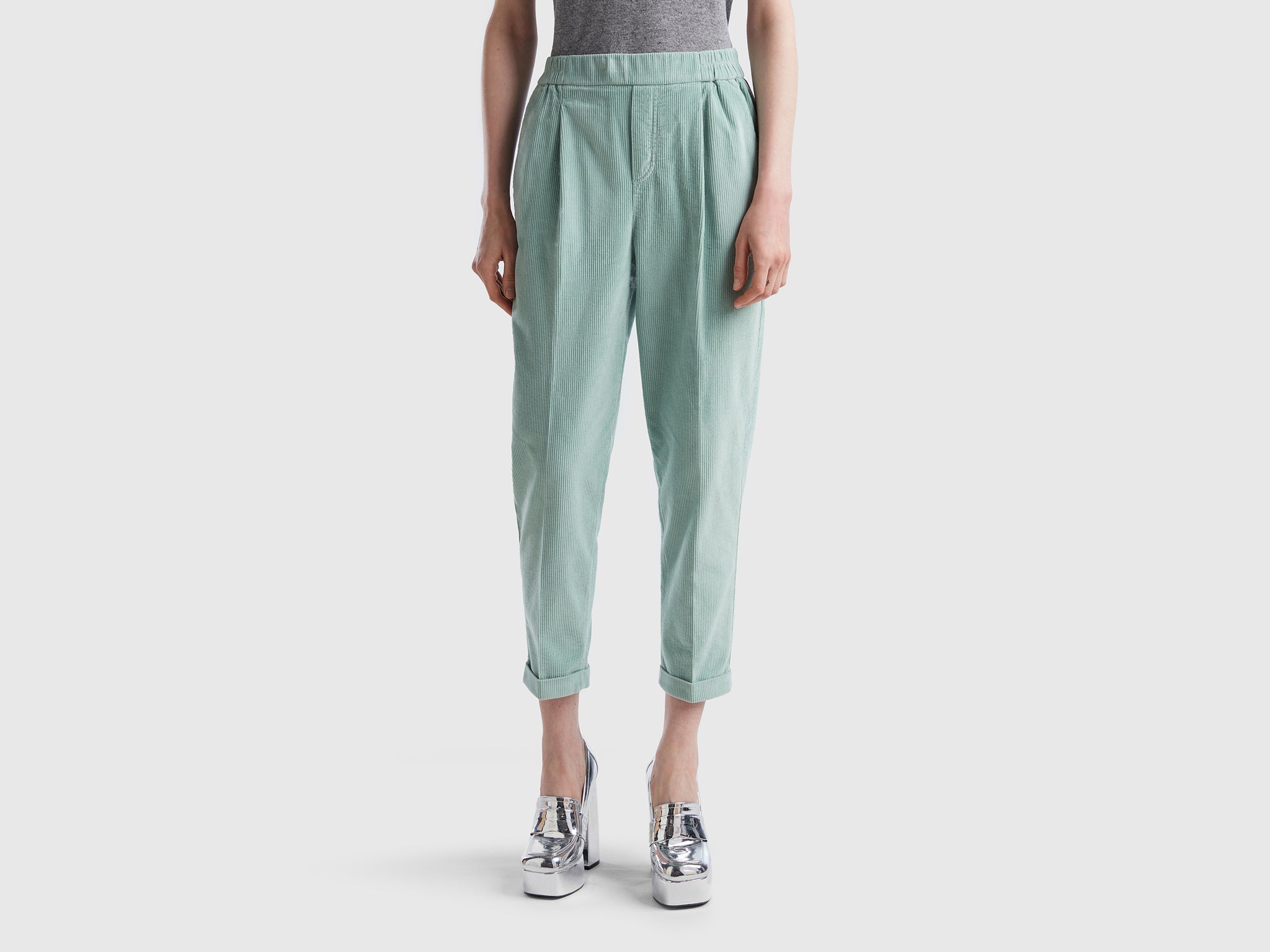 Chinos in velvet with stretch waist