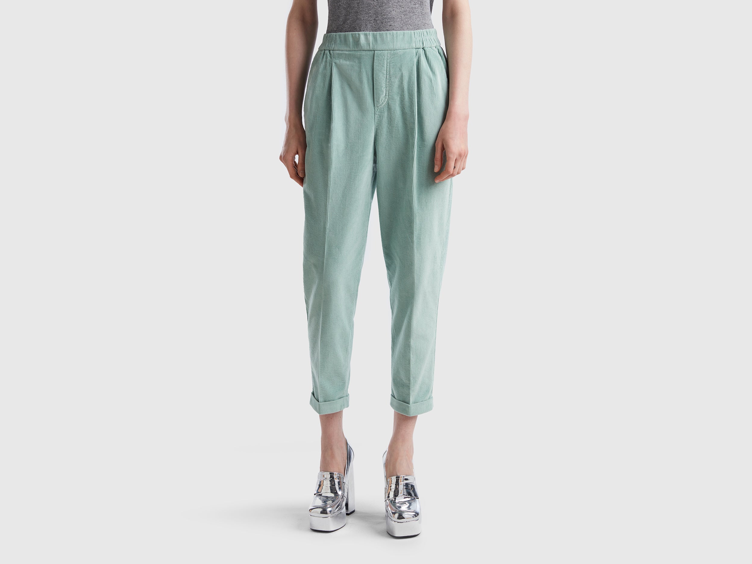 Chinos in velvet with stretch waist