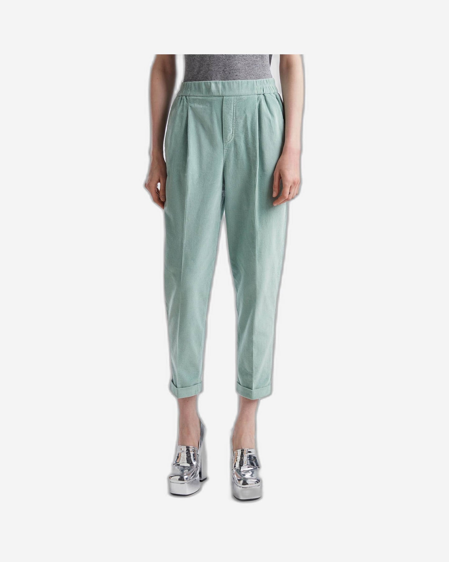 Chinos in velvet with stretch waist