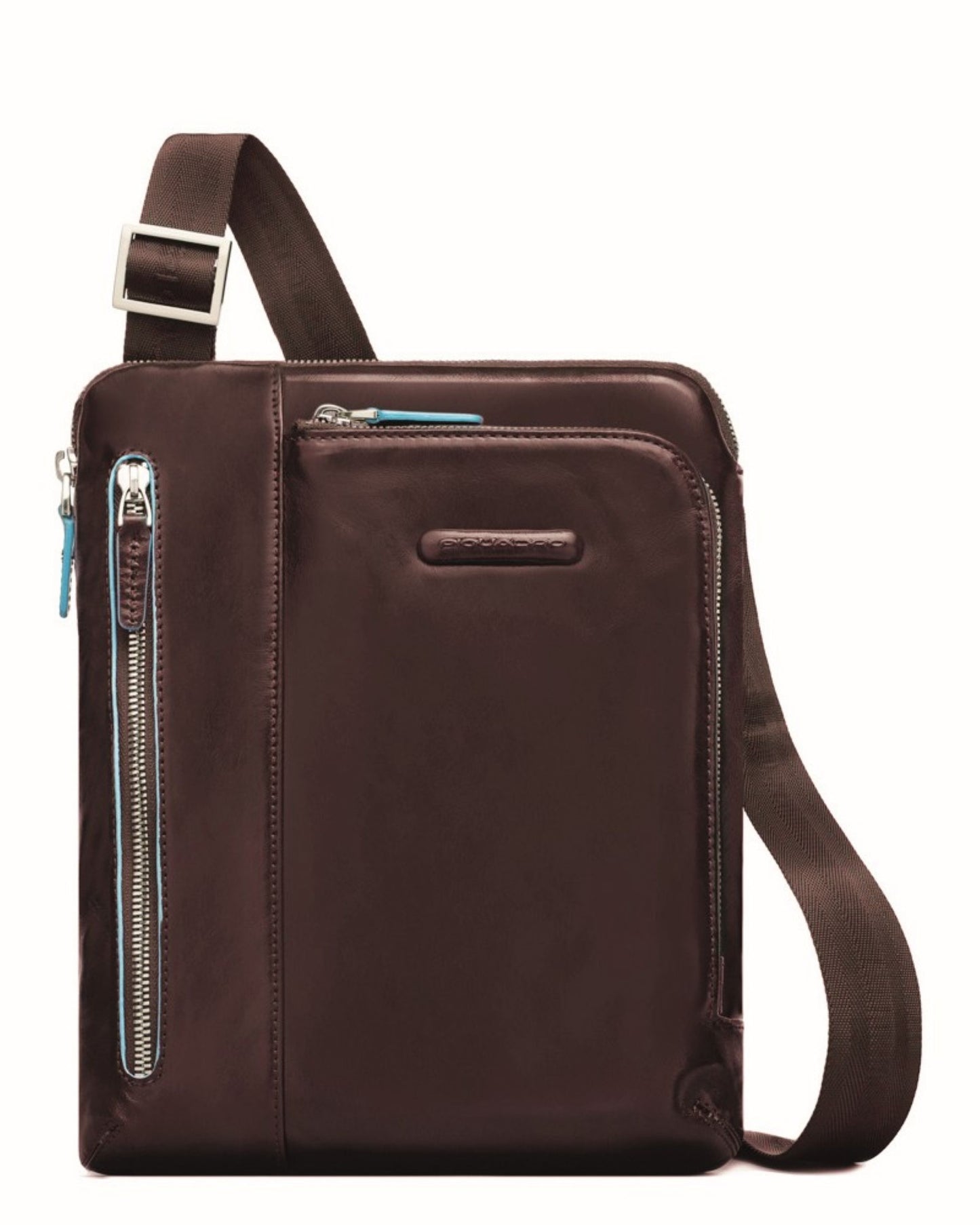 SHOULDER POCKETBAG W/DOUBLE ZIP FRONT POCKET MAHOGANY