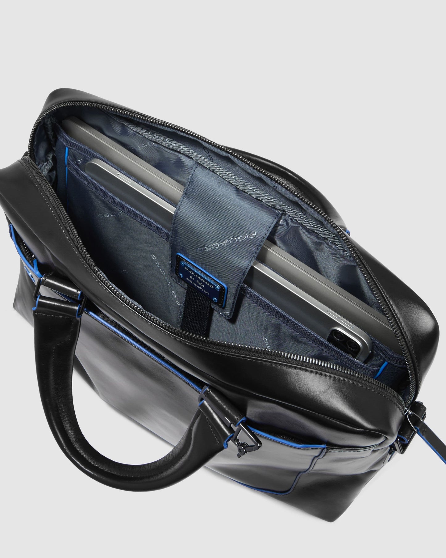 Piquadro Leather Computer Briefcase Black