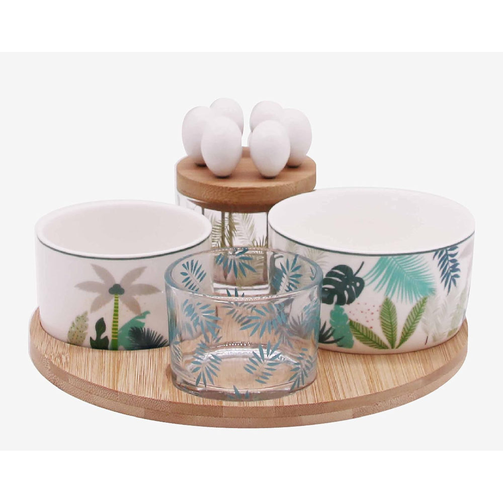 Cuisine Art Wooden 12Pcs Serving Set Round Soup Bowl With Picks