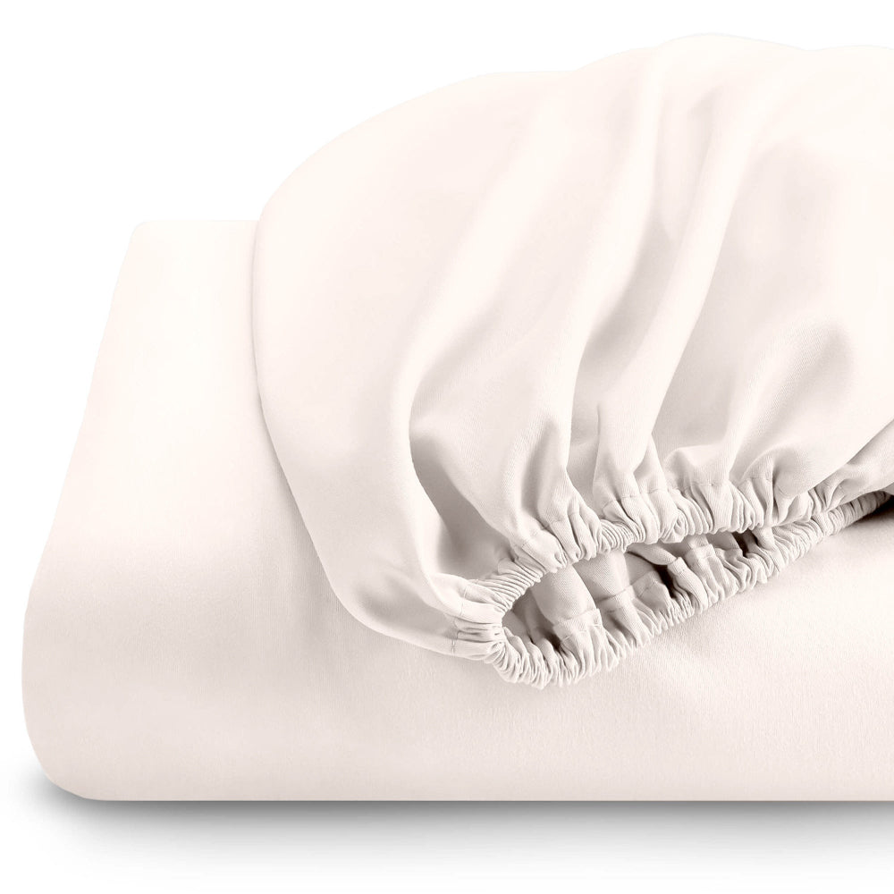 Cotton Home Fitted Sheet 1Pc Super Soft Ivory