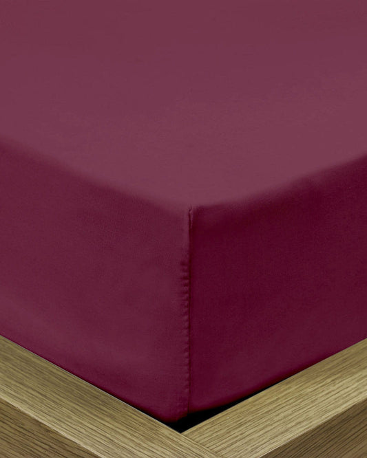 Cotton Home Fitted Sheet 1Pc Super Soft Burgundy