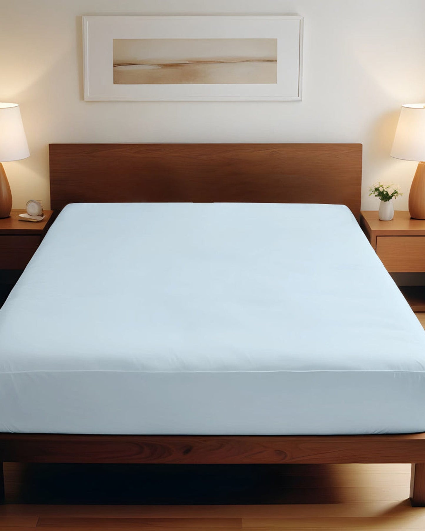 Cotton Home Fitted Sheet 1Pc Super Soft Sky Blue