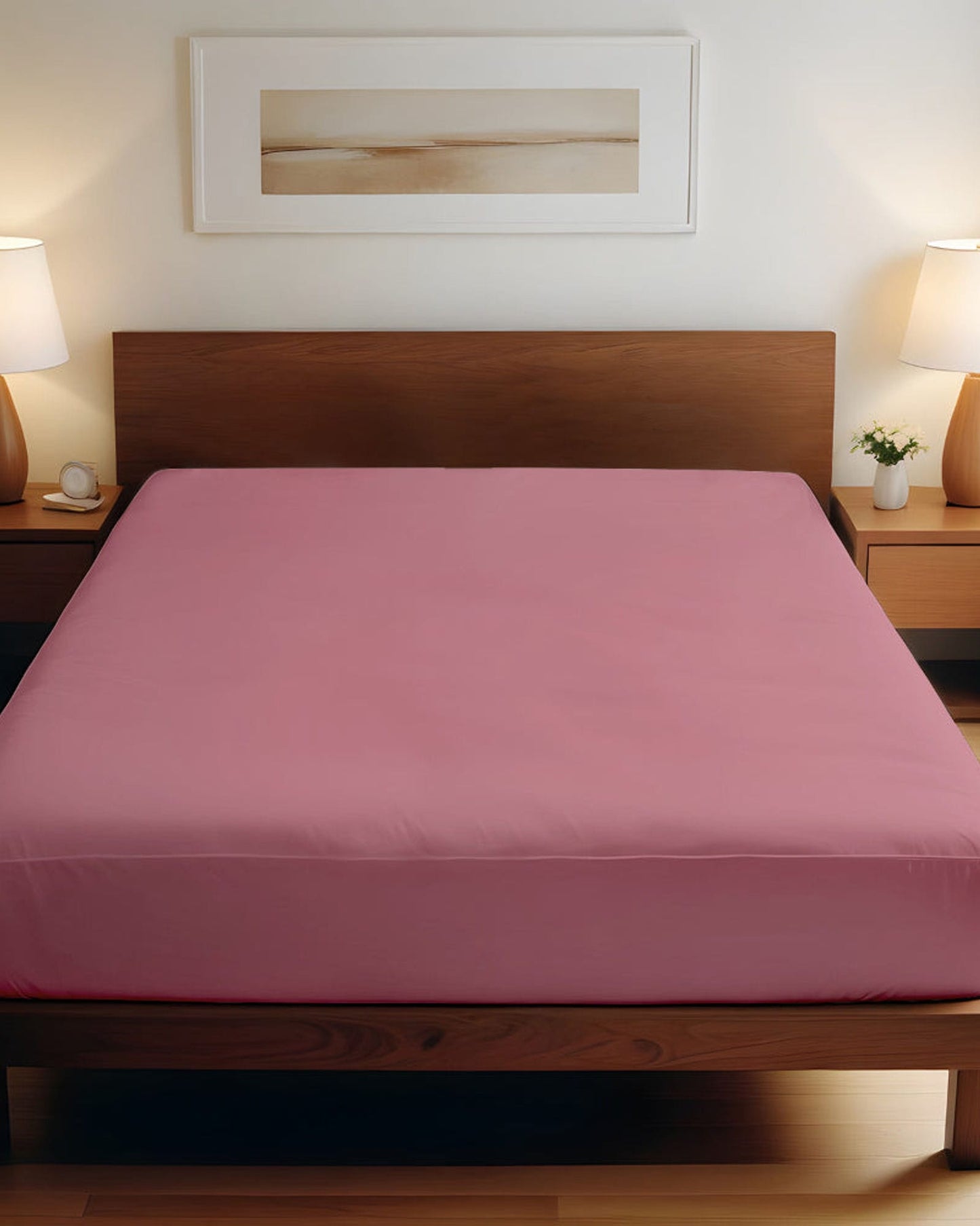 Cotton Home Fitted Sheet 1Pc Super Soft Mauve