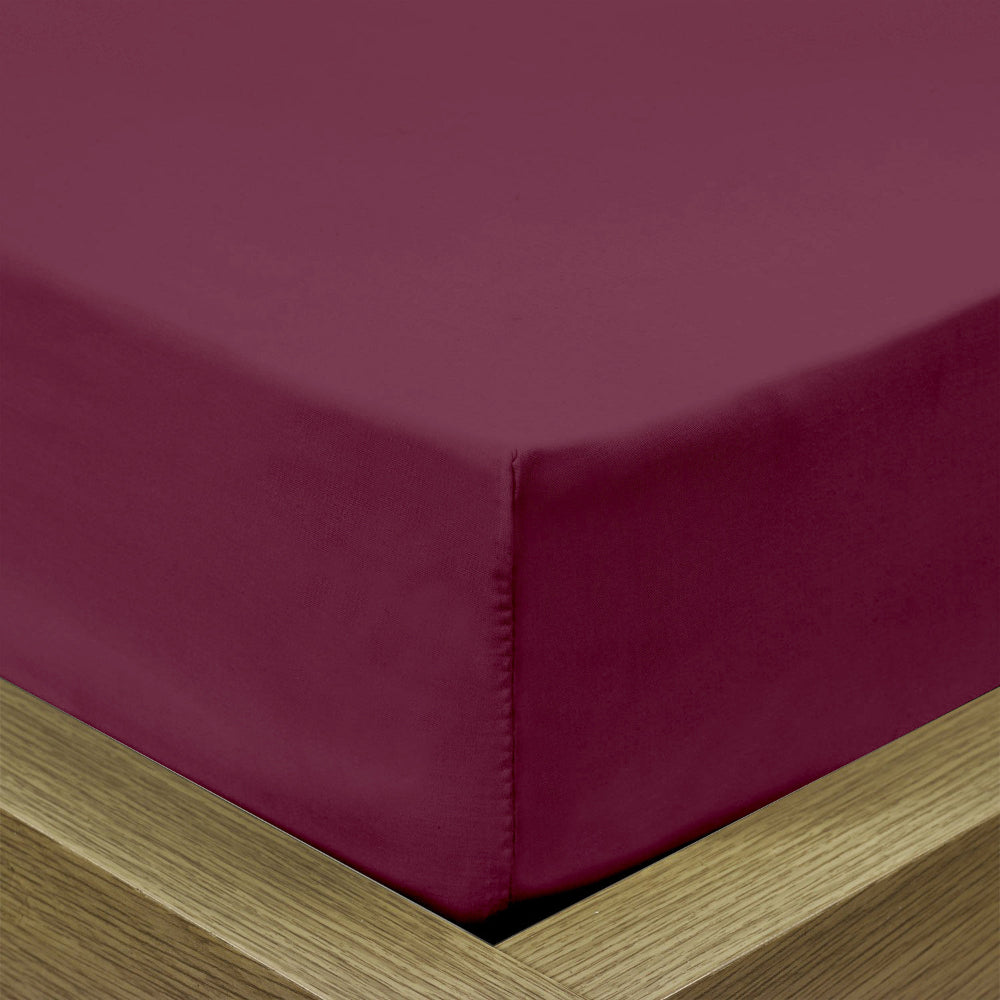 Cotton Home Fitted Sheet 1Pc Super Soft Burgundy