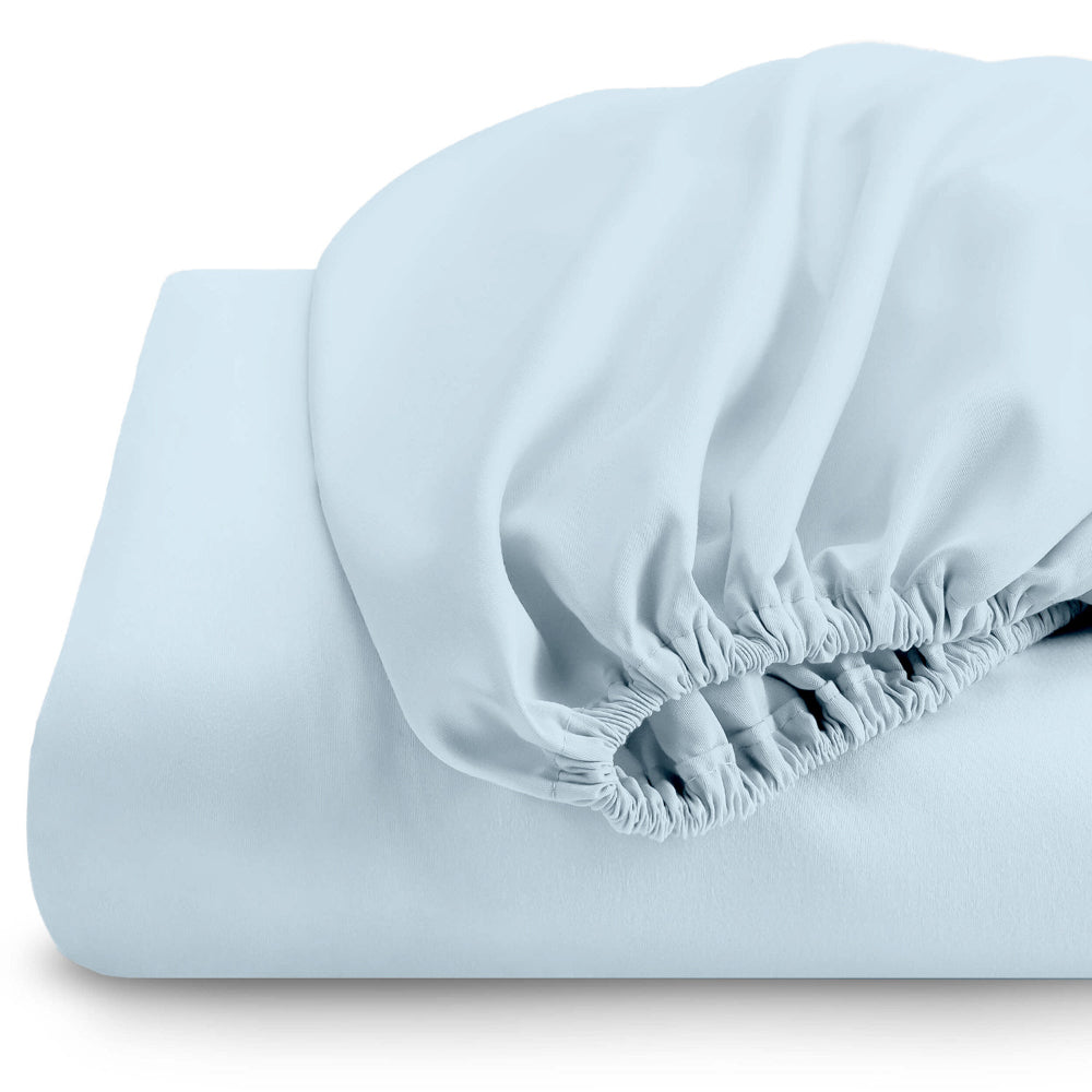 Cotton Home Fitted Sheet 1Pc Super Soft Sky Blue
