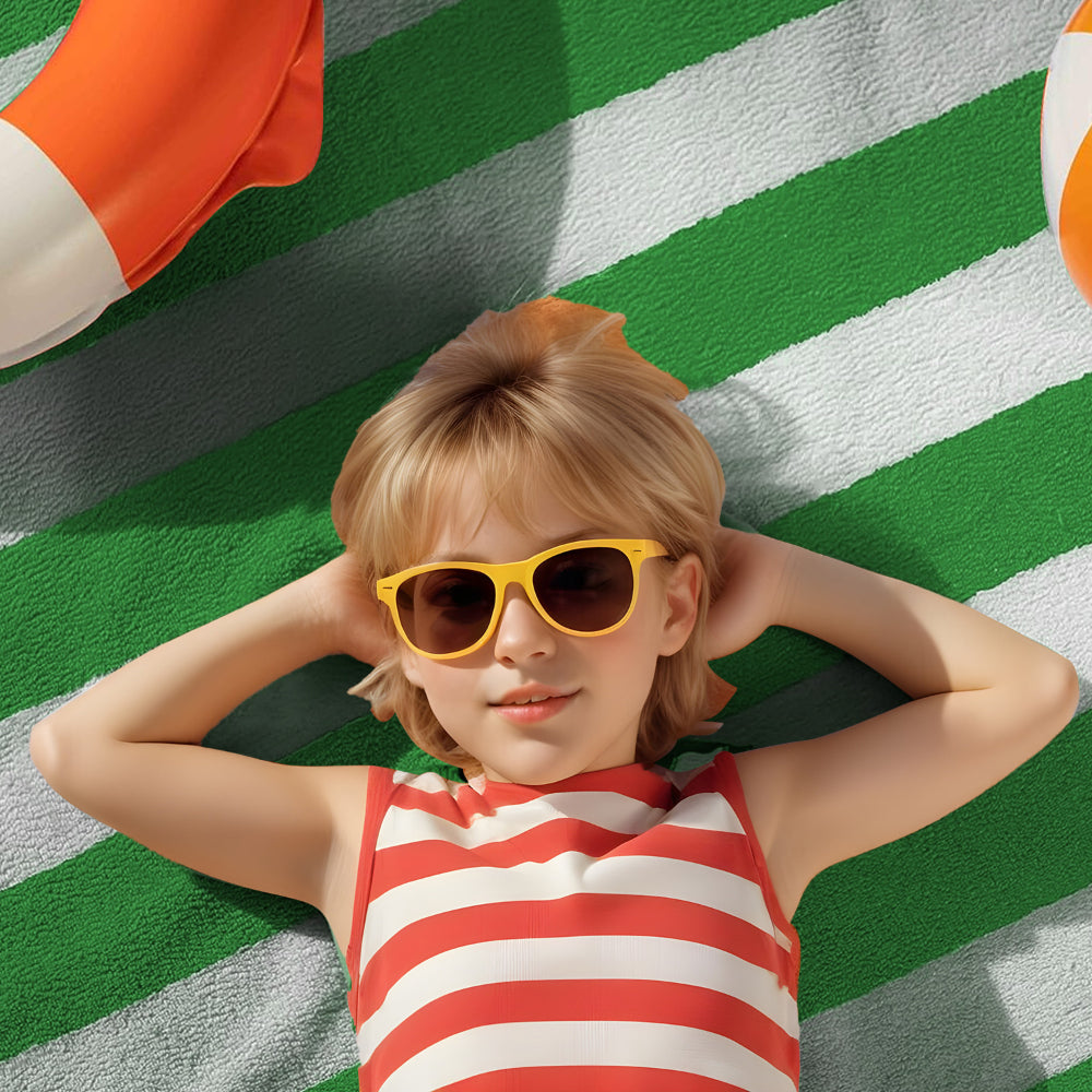 Cotton Home Pool Towel Striped Green