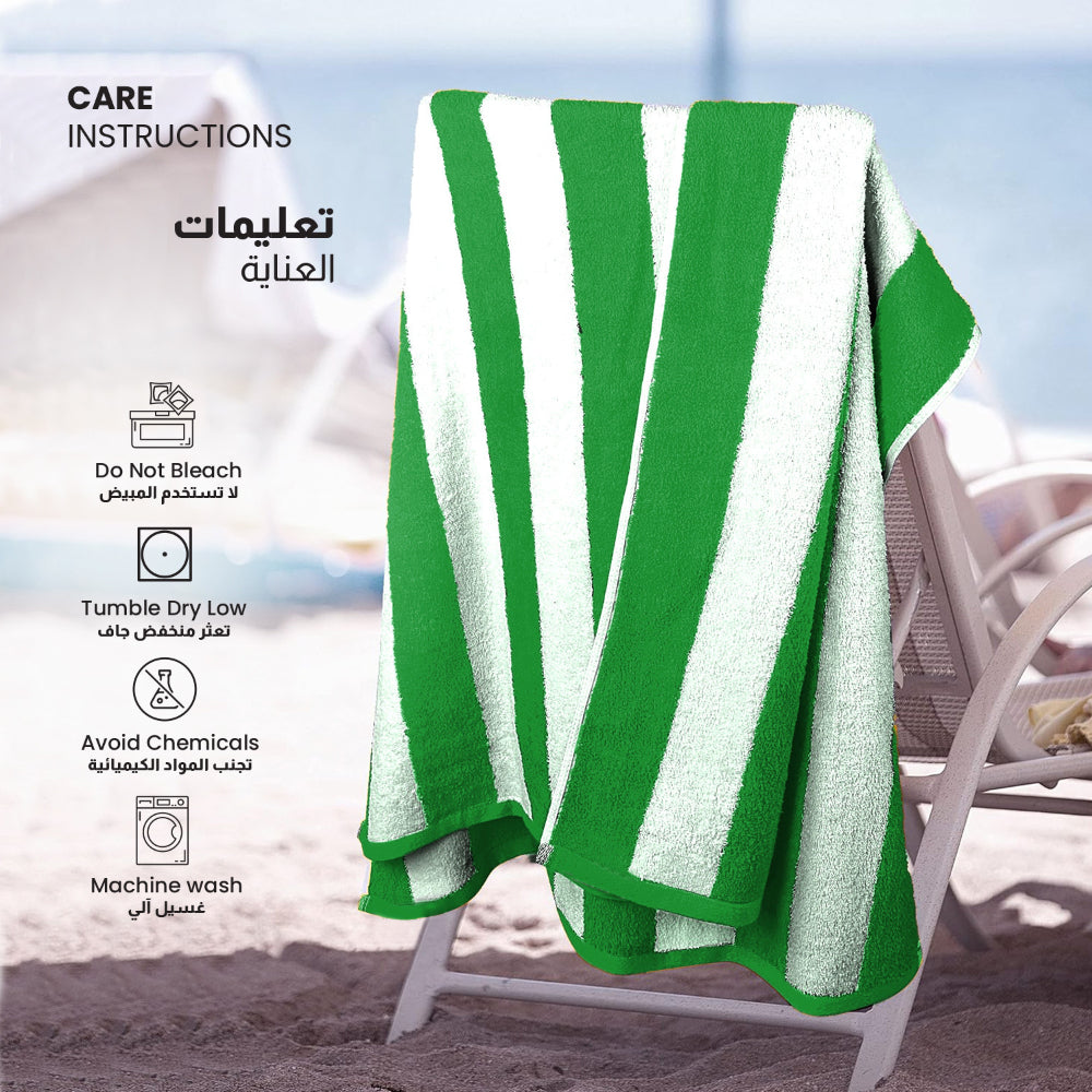 Cotton Home Pool Towel Striped Green