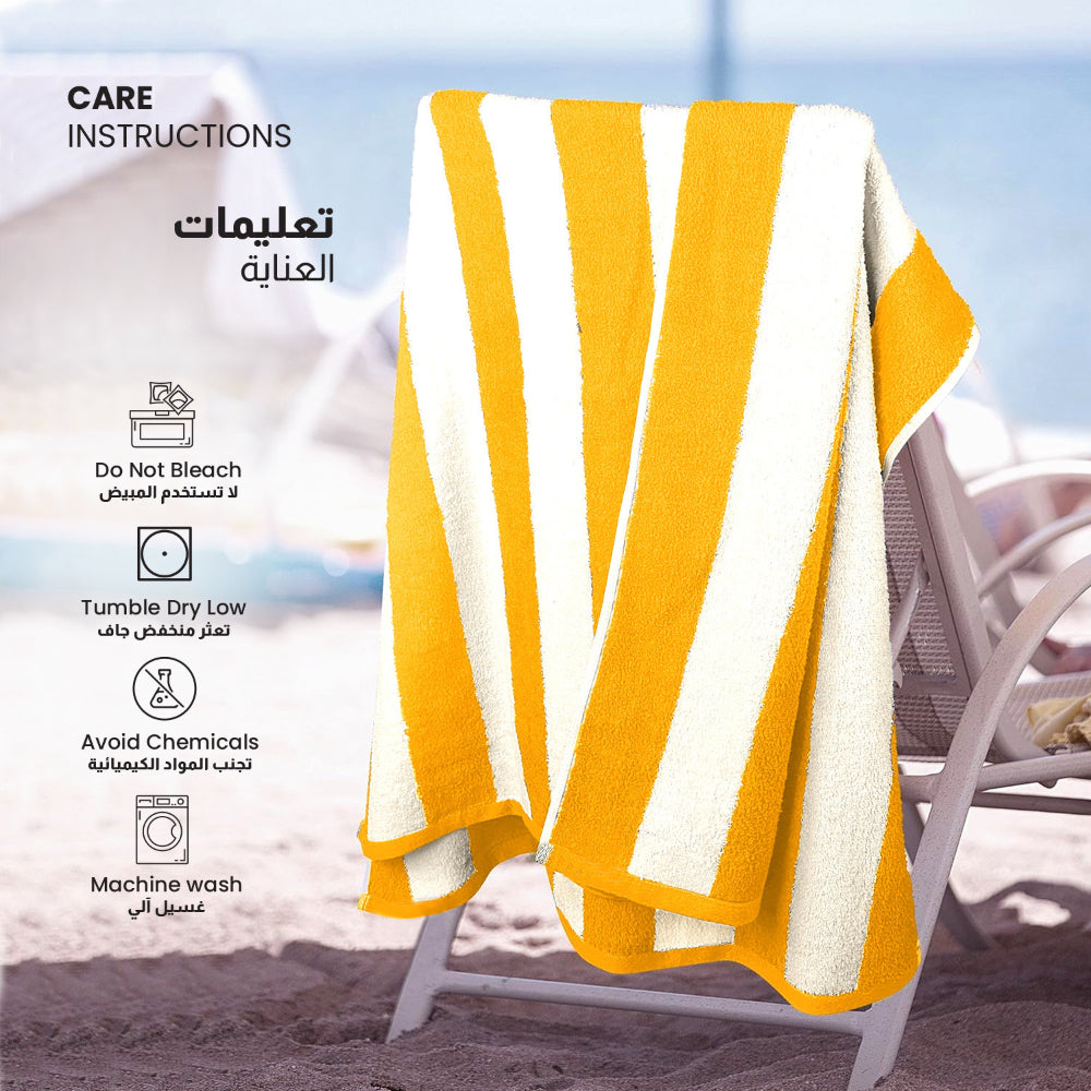 Cotton Home Pool Towel Striped Yellow