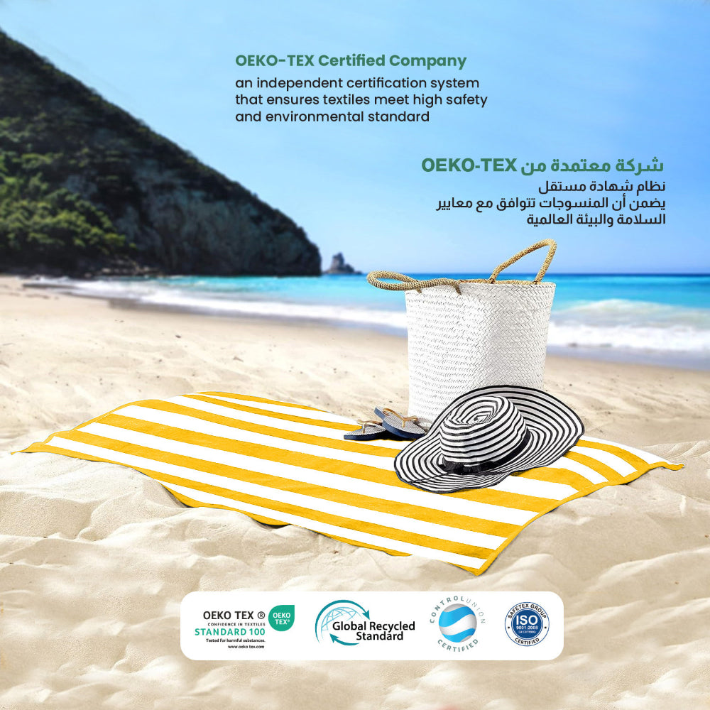 Cotton Home Pool Towel Striped Yellow