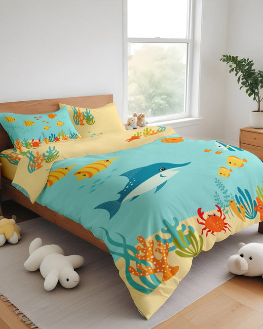 Cotton Home Kids Duvet Cover Set 4Pc Aqua