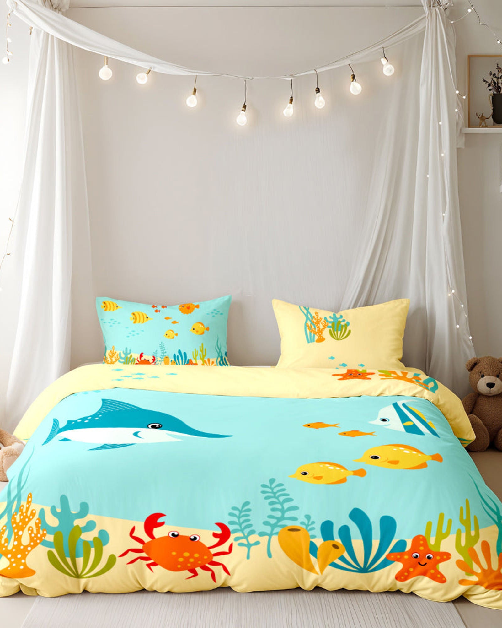 Cotton Home Kids 4-piece Duvet Cover Set Aqua