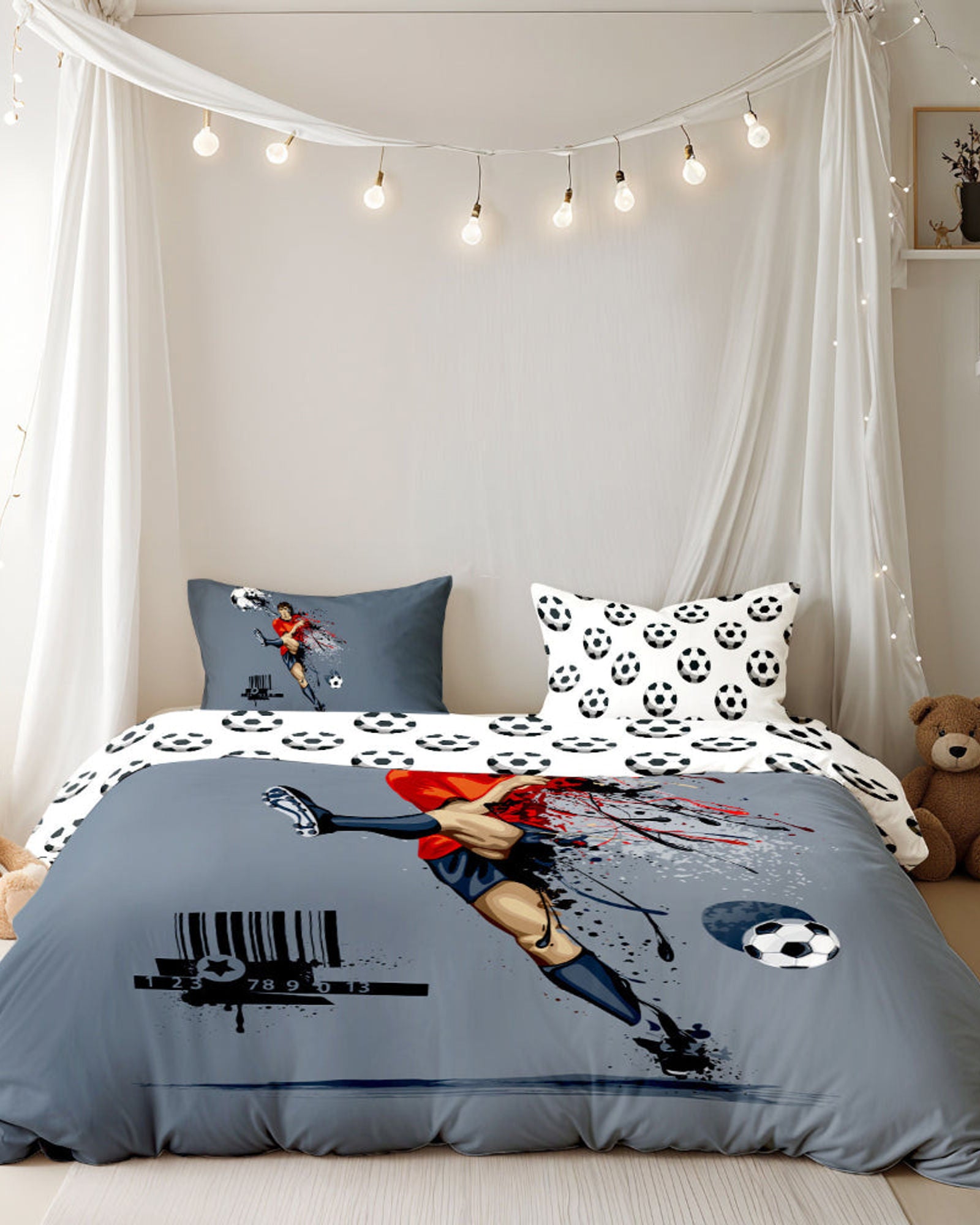 Cotton Home Kids 4-piece Duvet Cover Set Football