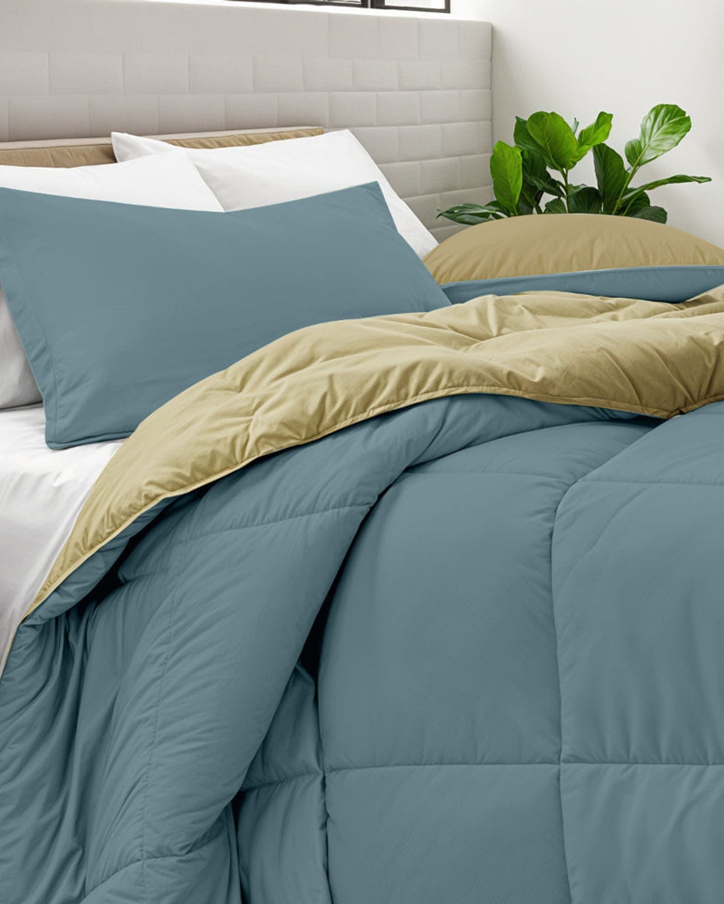 Cotton Home Comforter Set 3Pc Metallic Blue