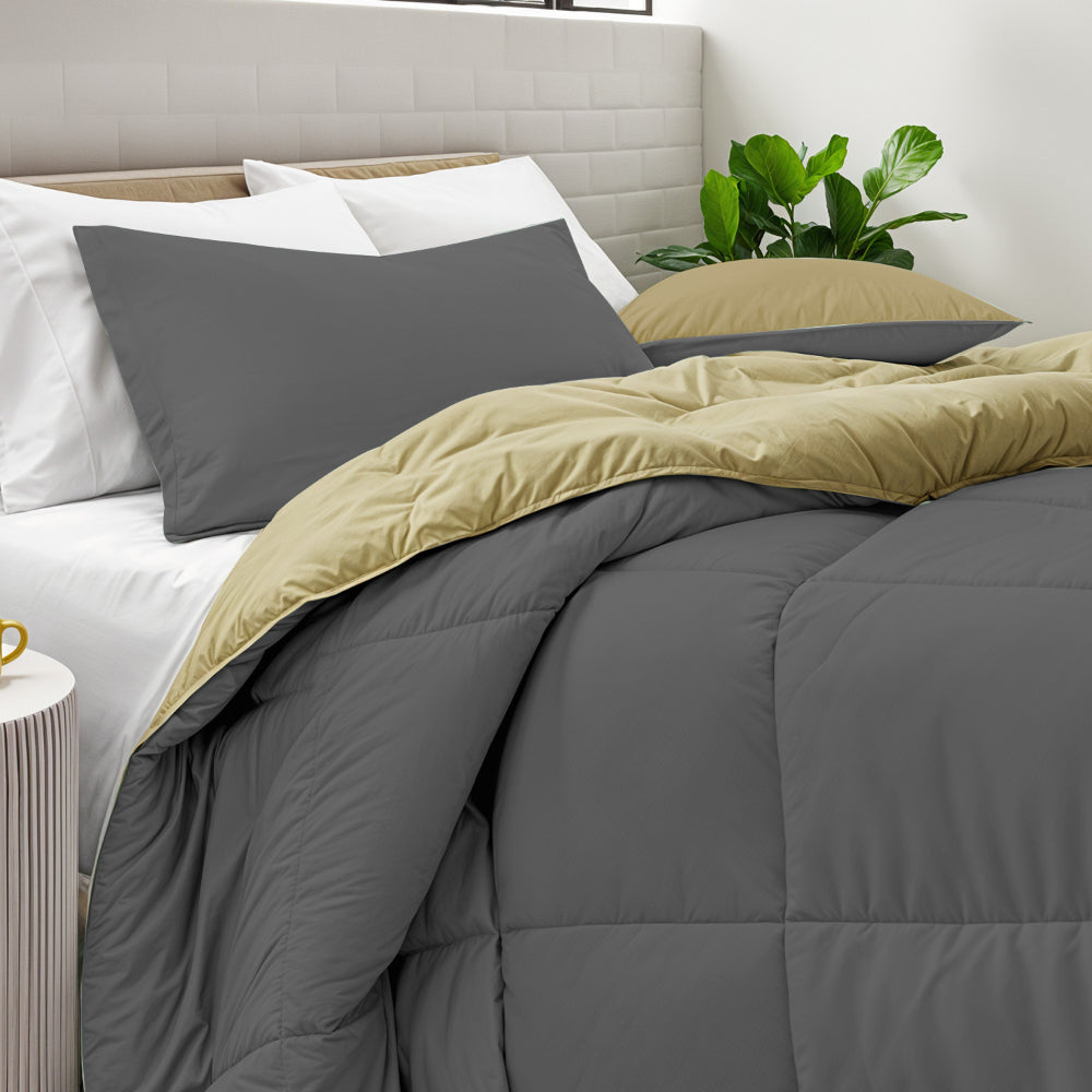 Cotton Home Comforter Set 3Pc Silver