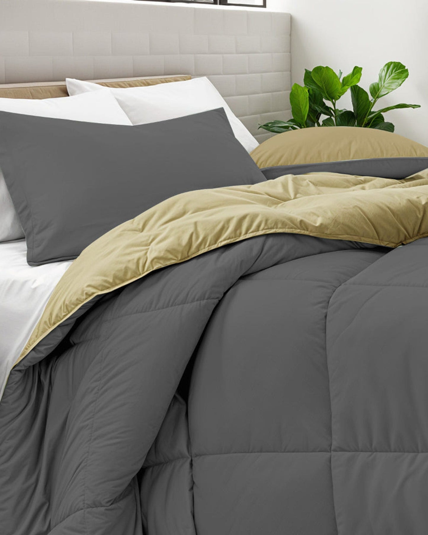 Cotton Home Comforter Set 3Pc Silver