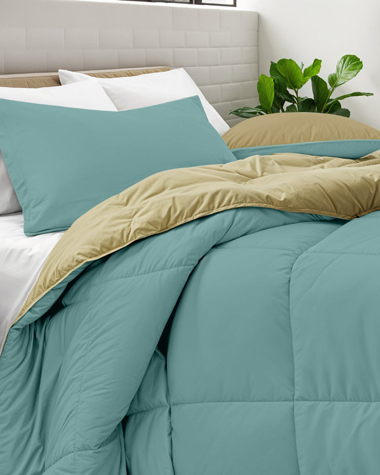 Cotton Home Comforter Set 3Pc Teal