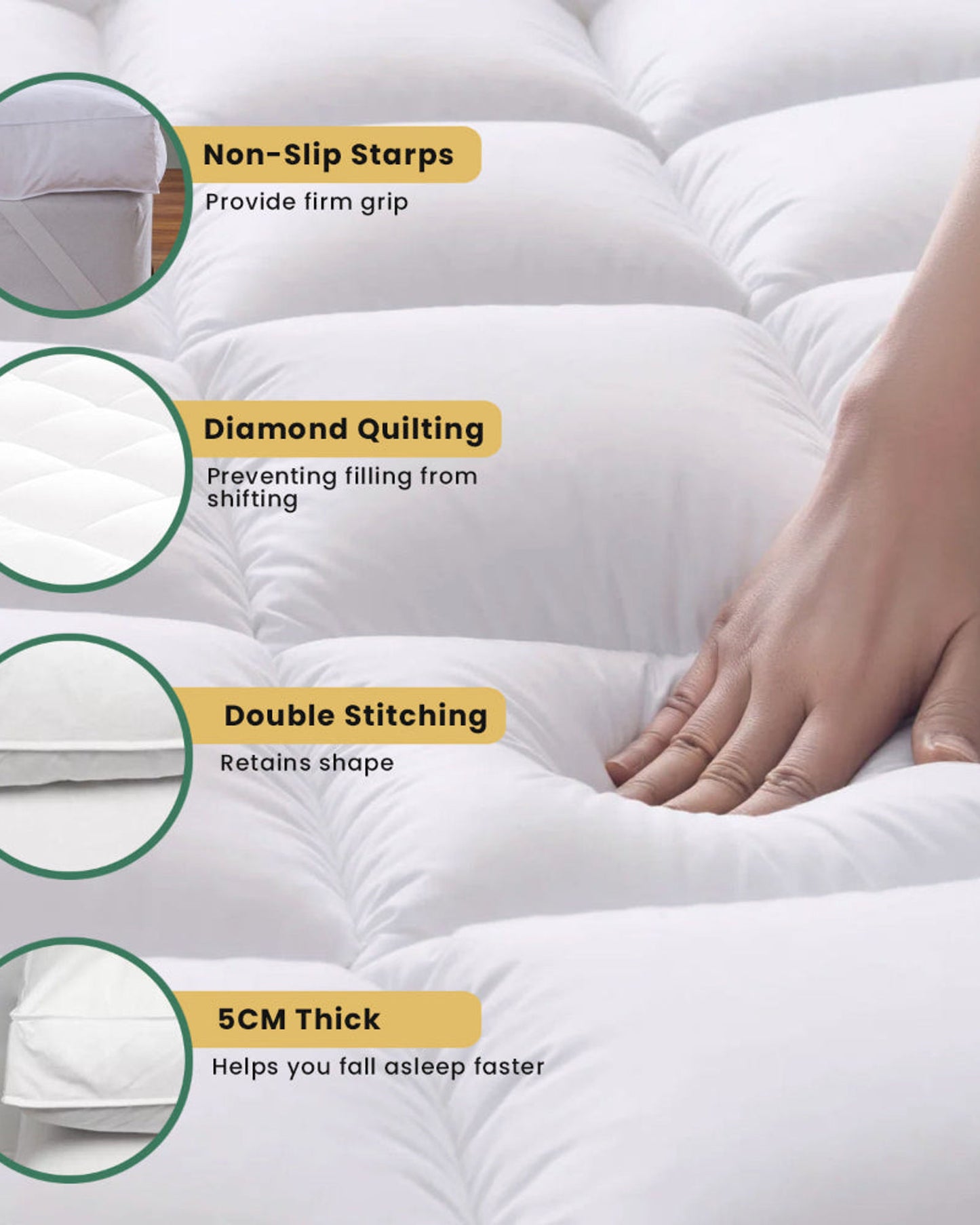 Cotton Home Mattress Topper Super Soft White