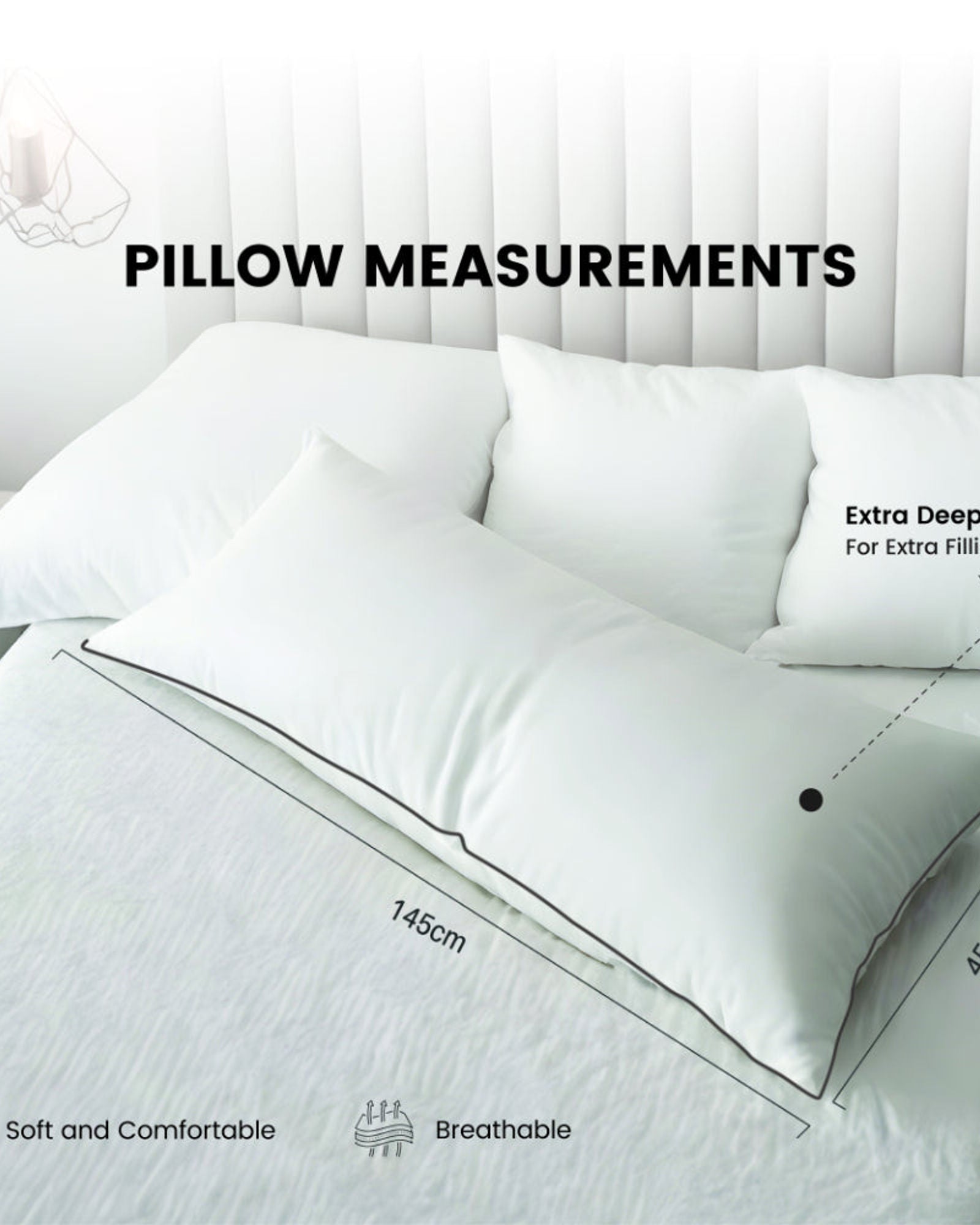 Cotton Home Downproof Body Pillow with Black Cord