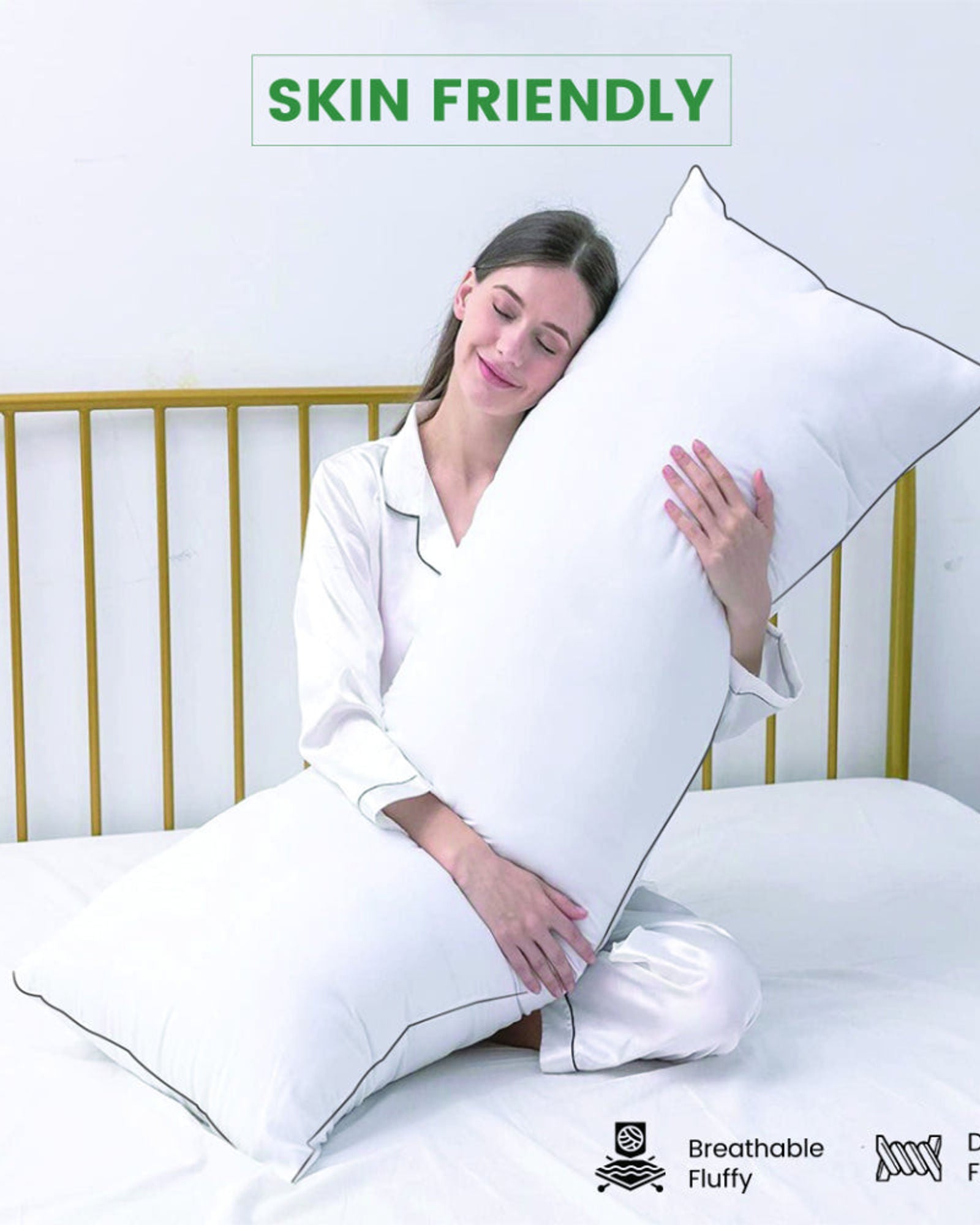 Cotton Home Downproof Body Pillow with Black Cord