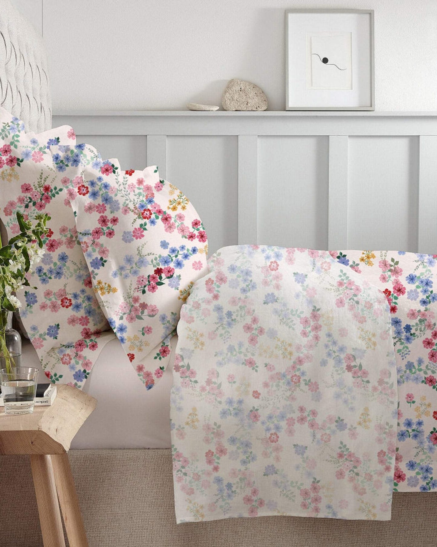 Cotton Home Comforter Set 3Pc Disty Floral Red