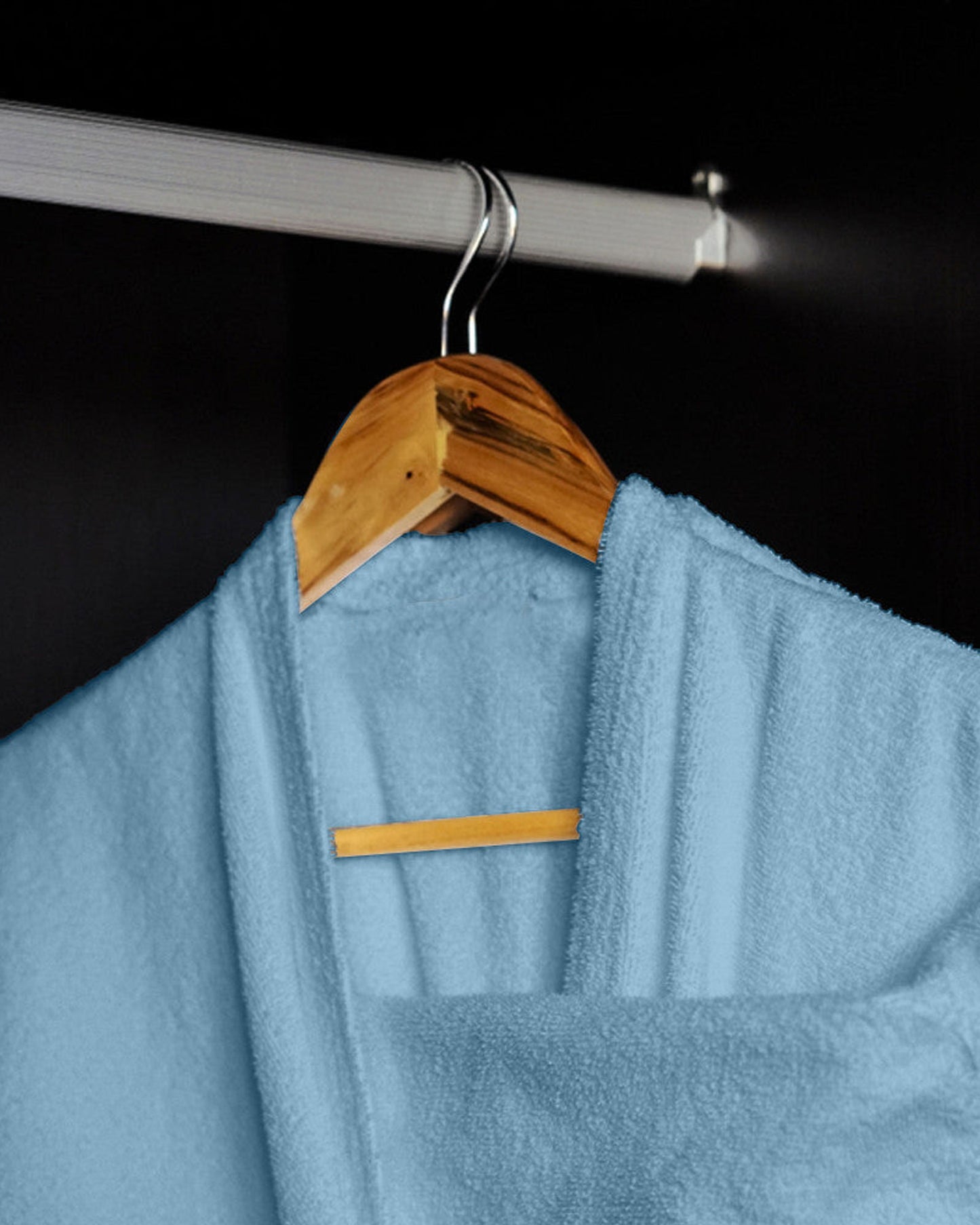 Cotton Home Bathrobe with Pockets Terry Sky Blue