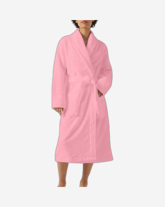 Cotton Home Bathrobe with Pockets Terry Dusty Pink