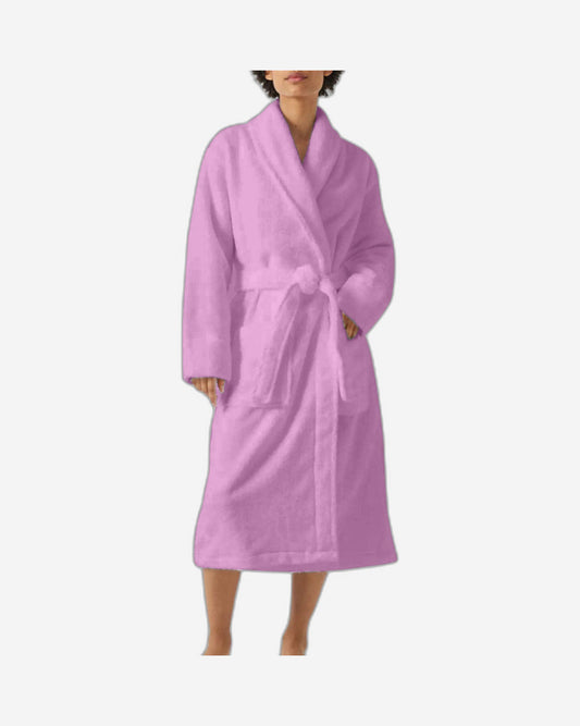 Cotton Home Bathrobe with Pockets Terry Lavender