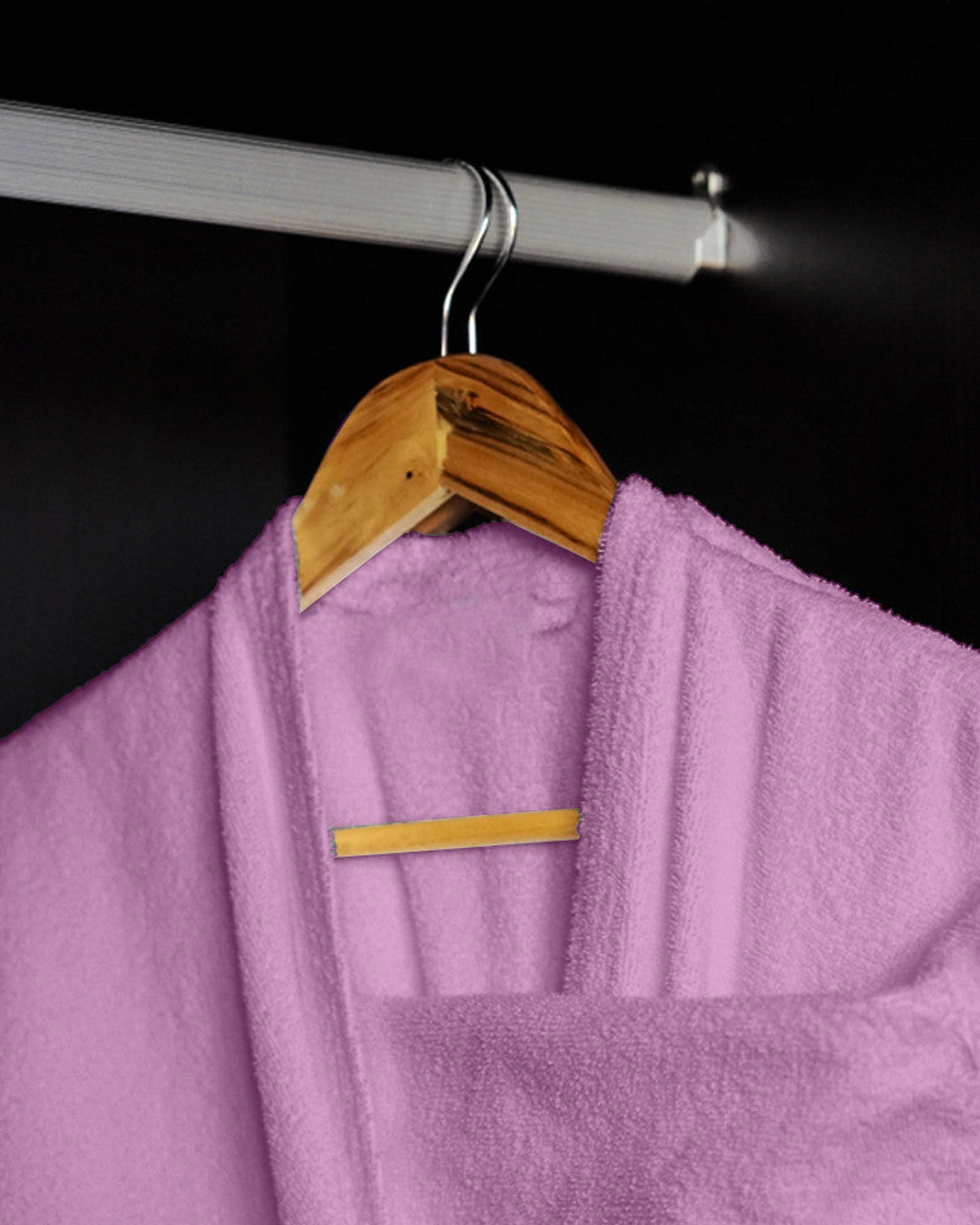 Cotton Home Bathrobe with Pockets Terry Lavender