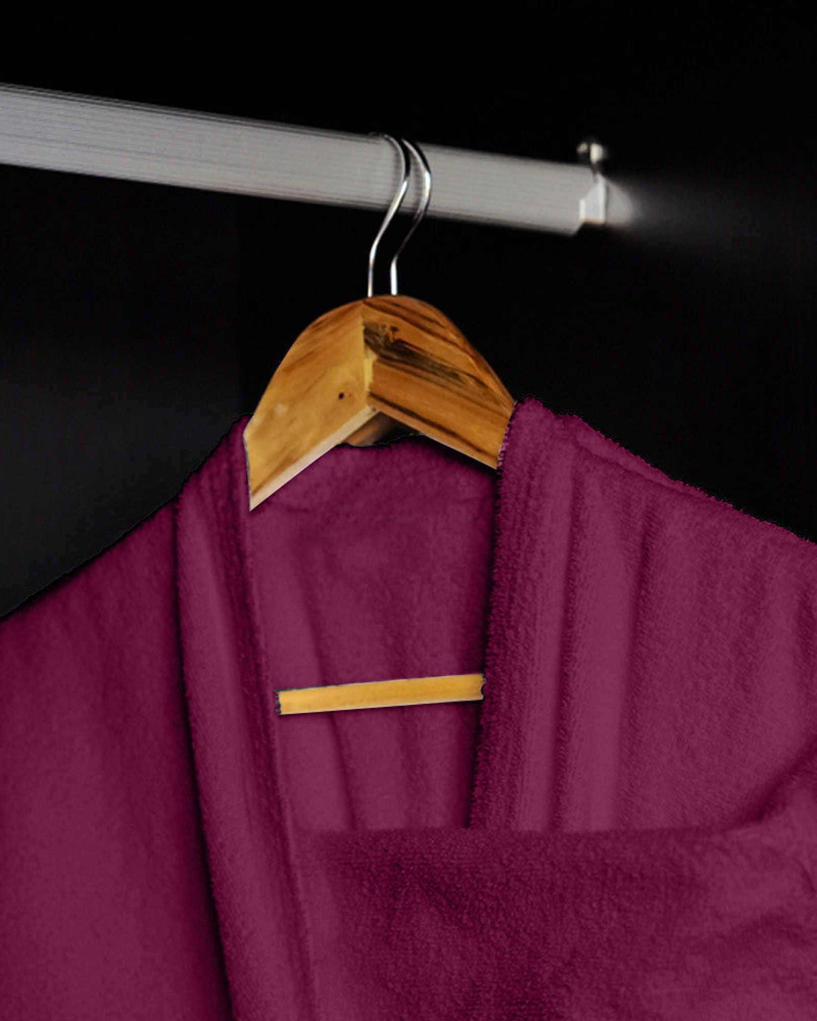 Cotton Home Bathrobe with Pockets Terry Burgundy