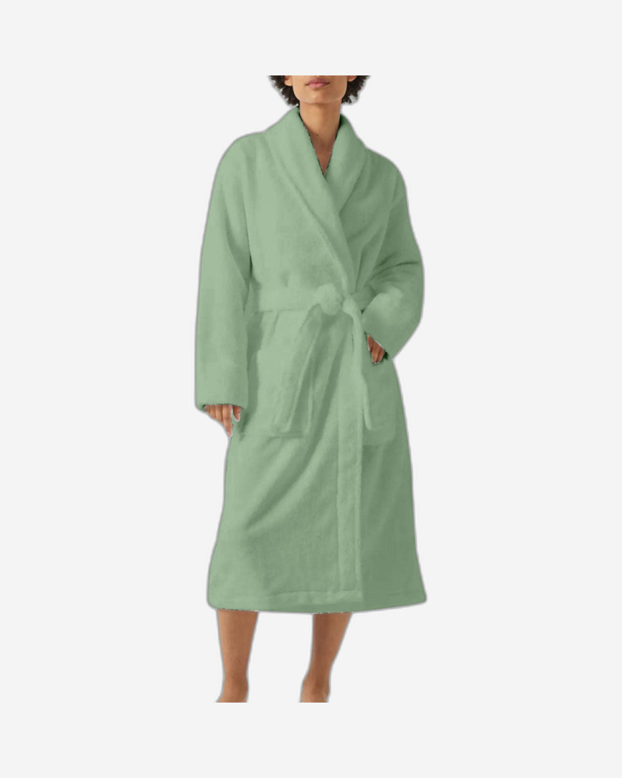 Cotton Home Bathrobe with Pockets Terry Mint Green