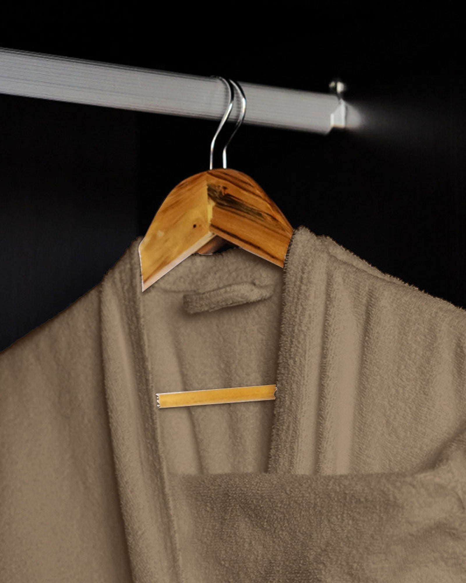 Cotton Home Bathrobe with Pockets Terry Wood Brown