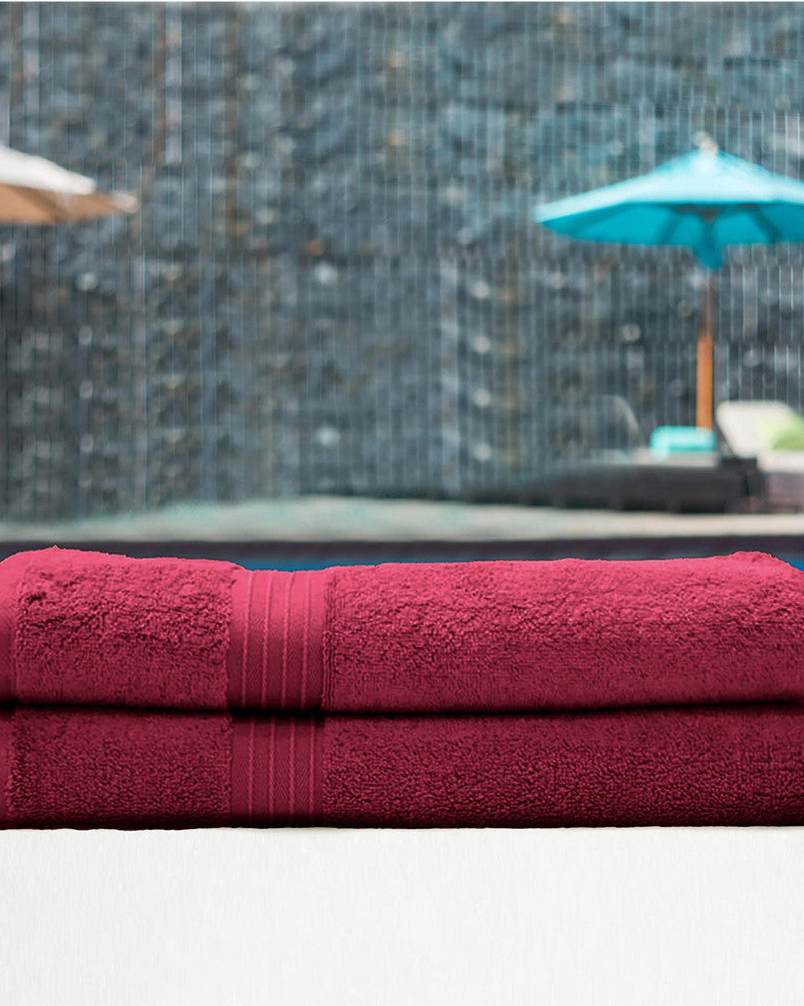 Cotton Home Bath Towel 2-piece Set Burgundy