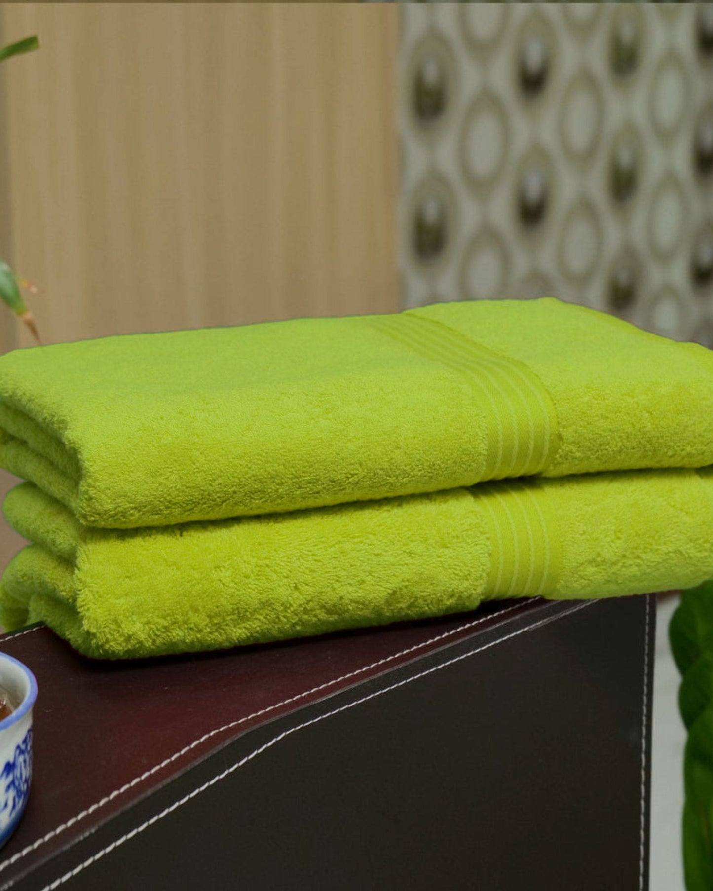 Cotton Home Bath Towel Set 2Pc Kiwi Green