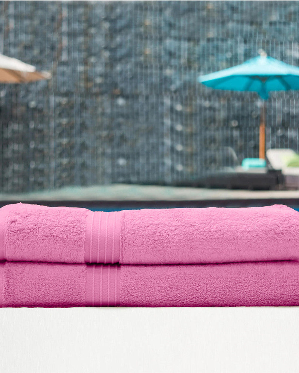 Cotton Home Bath Towel Set 2Pc Pink