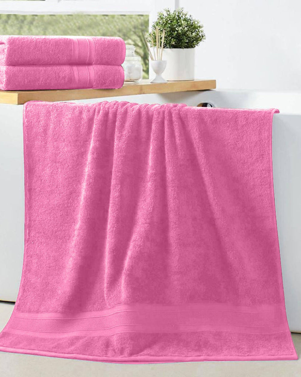 Cotton Home Bath Towel Set 2Pc Pink