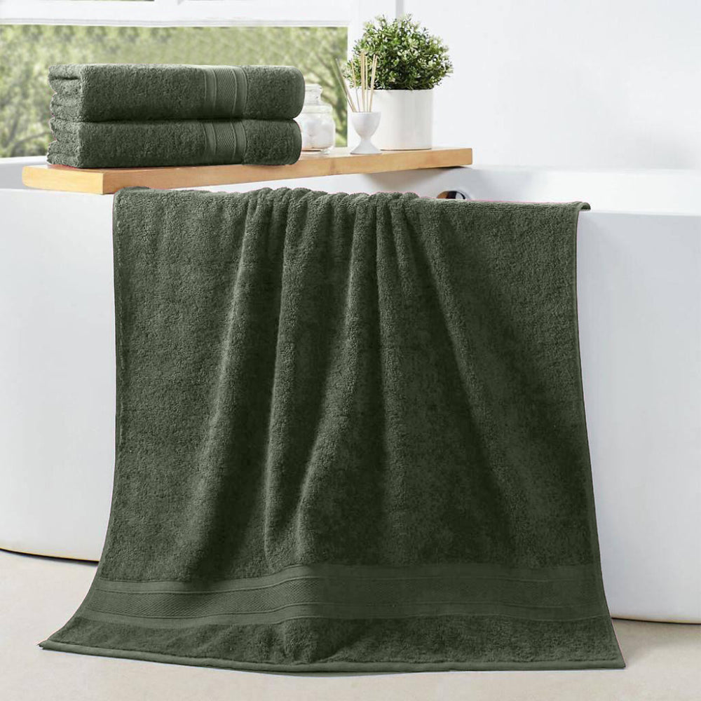 Cotton Home Bath Towel Set 2Pc Army Green