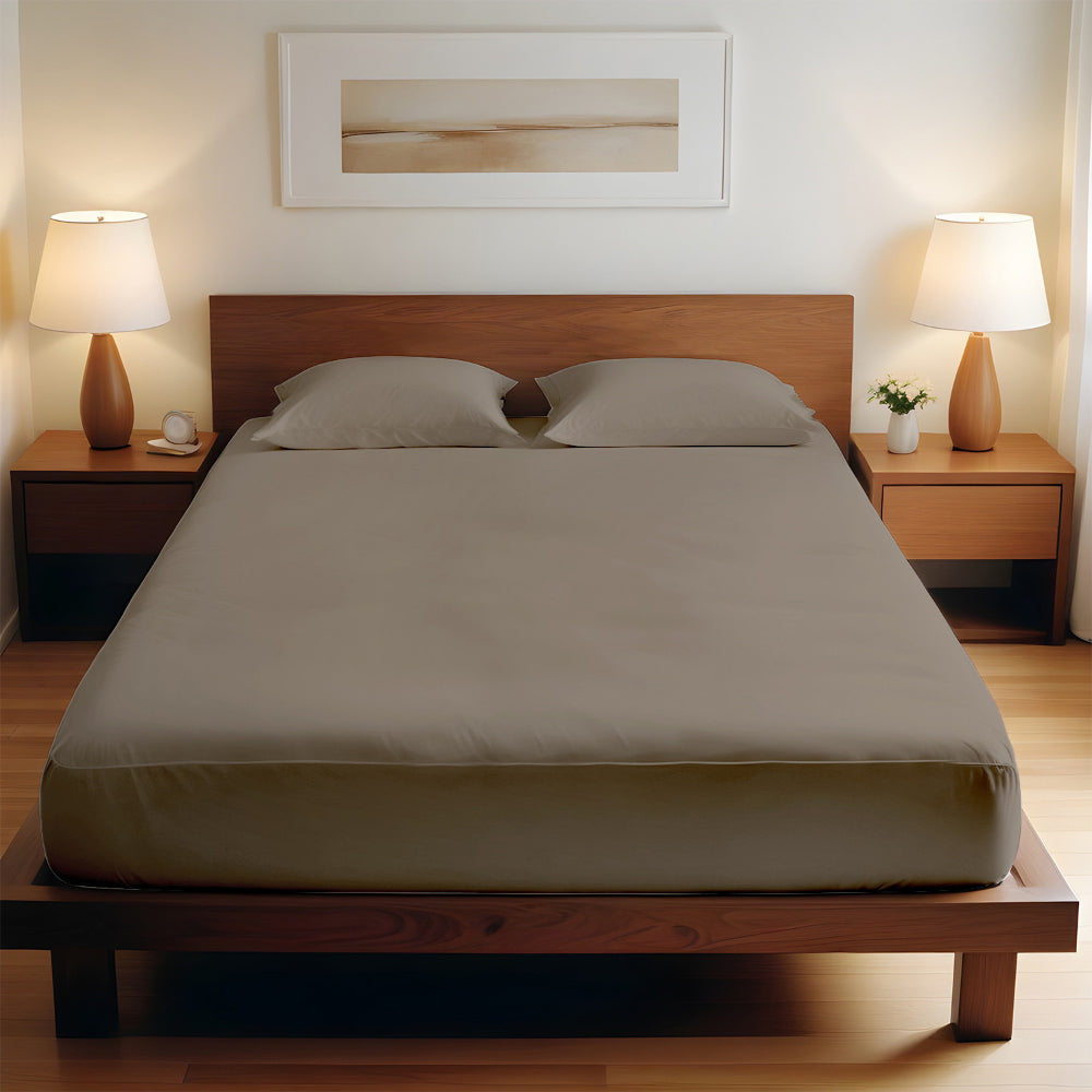 Cotton Home Fitted Sheet Set 3Pc Super Soft Chocolate Brown