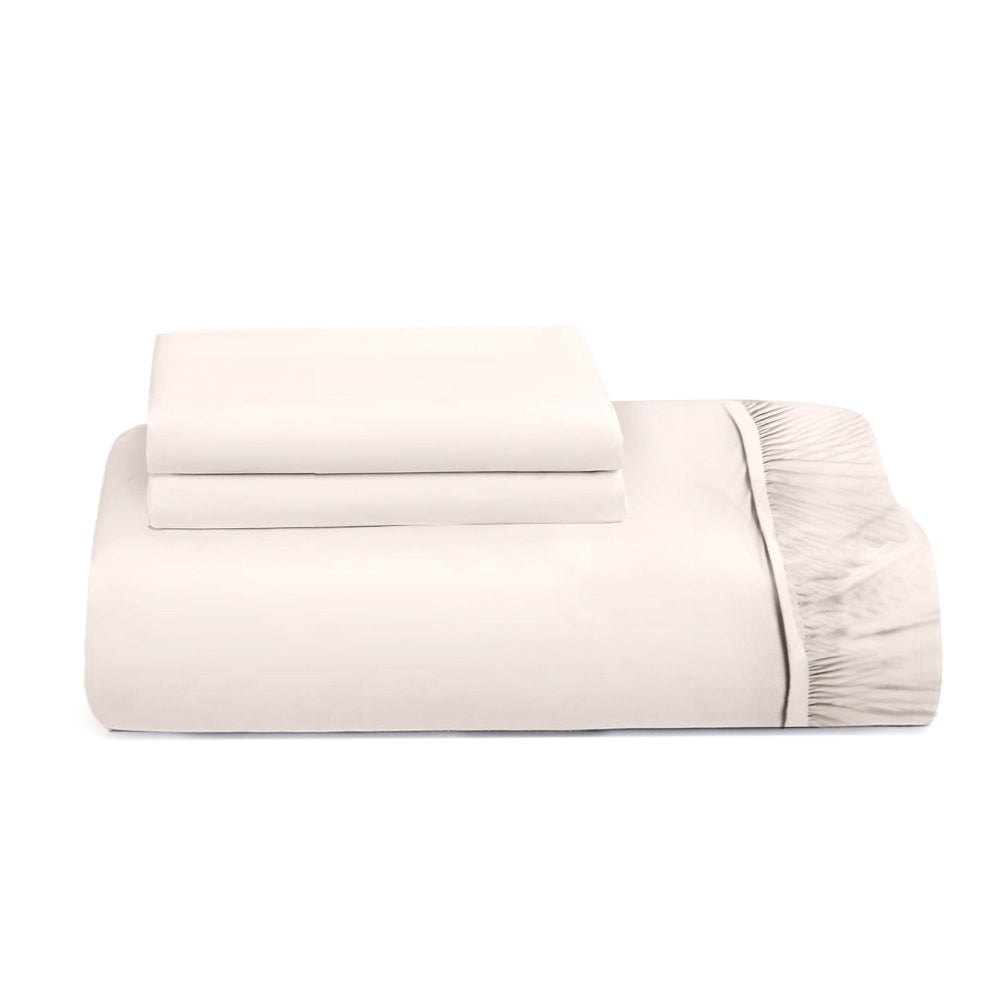 Cotton Home Fitted Sheet Set 3Pc Super Soft Ivory