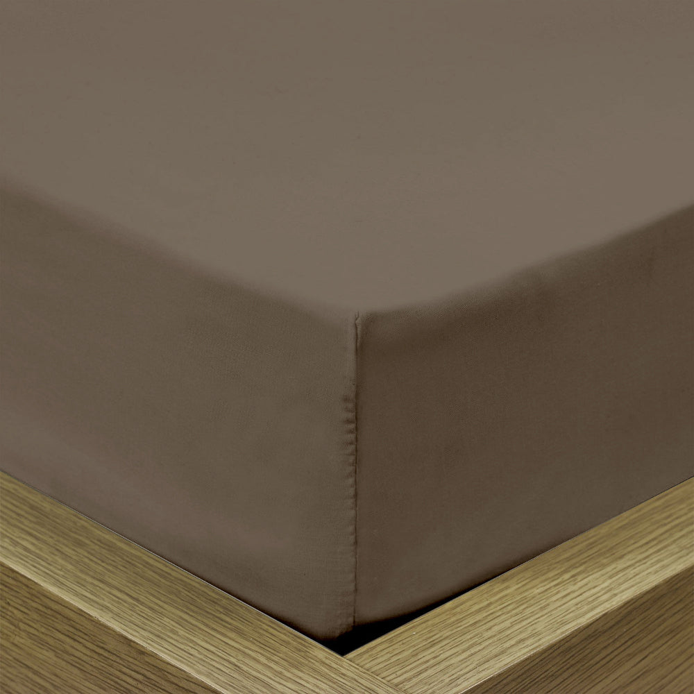 Cotton Home Fitted Sheet Set 3Pc Super Soft Chocolate Brown
