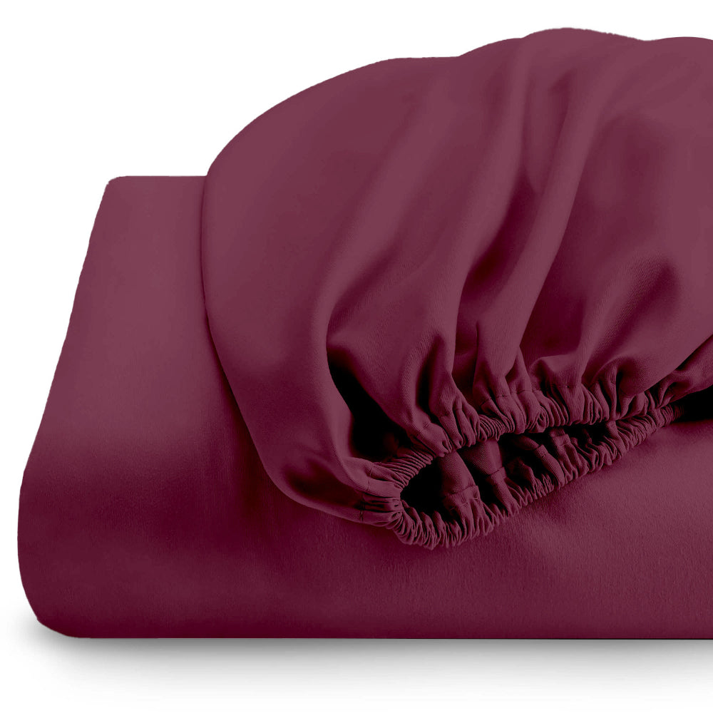 Cotton Home Fitted Sheet Set 3Pc Super Soft Burgundy