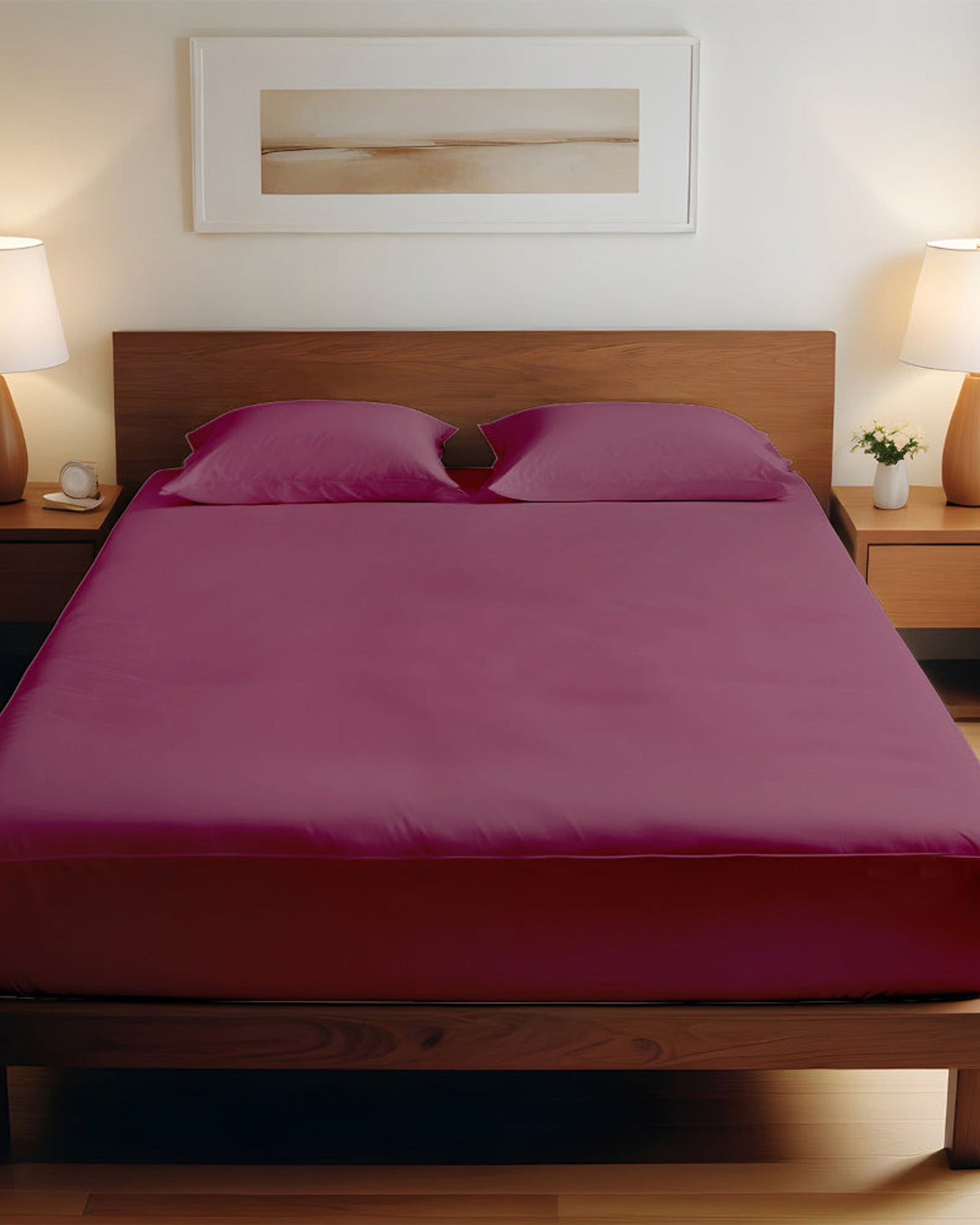 Cotton Home Fitted Sheet Set 3Pc Super Soft Burgundy