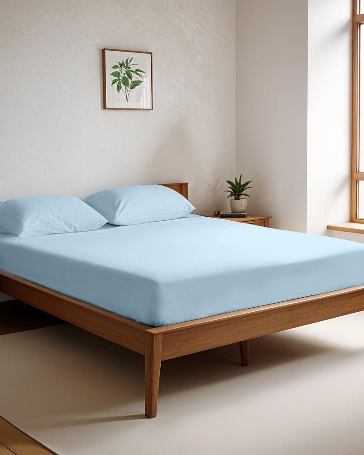 Cotton Home Fitted Sheet Set 3Pc Super Soft Sky Blue