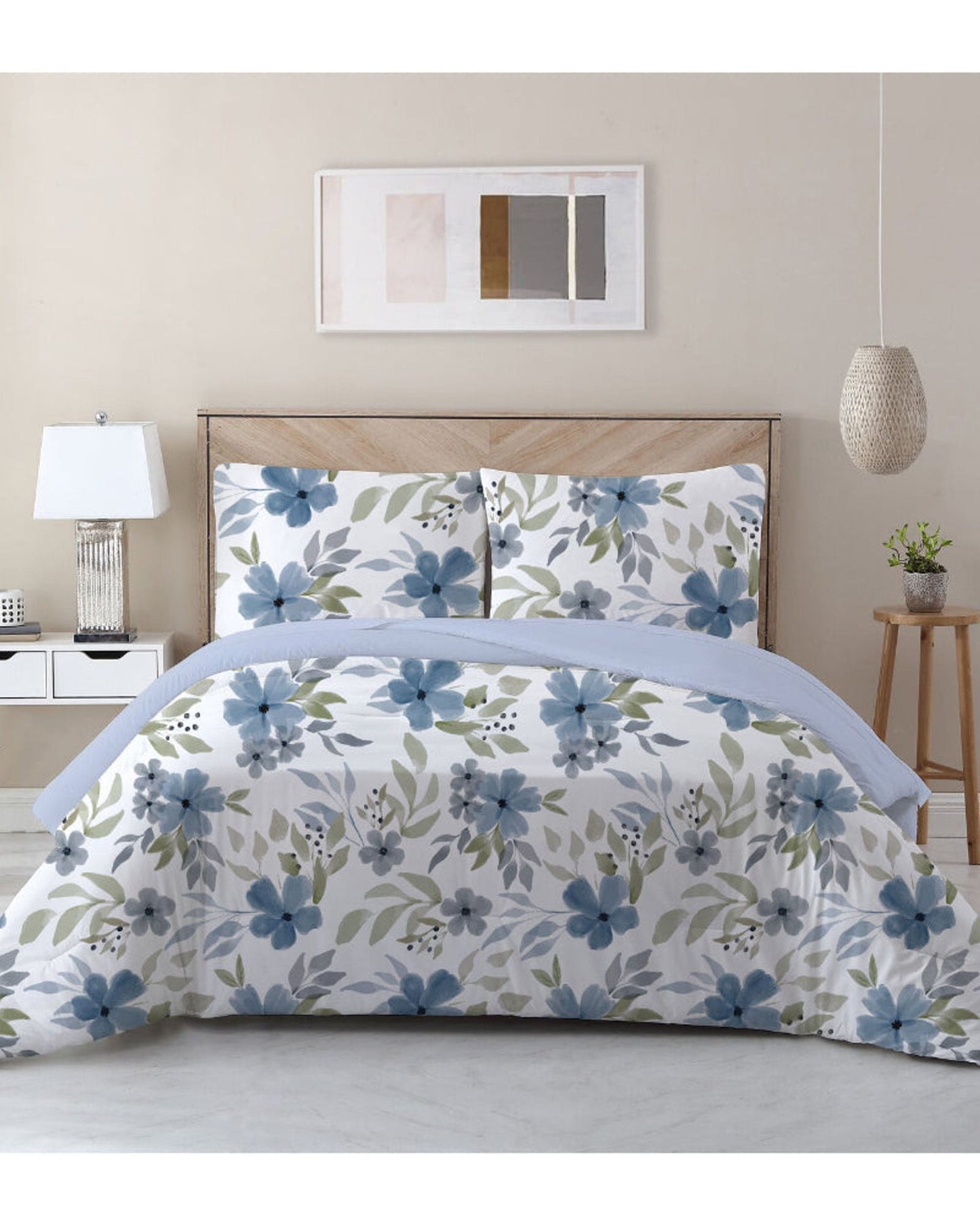 Cotton Home Comforter Set 3Pc Serene Blossoms