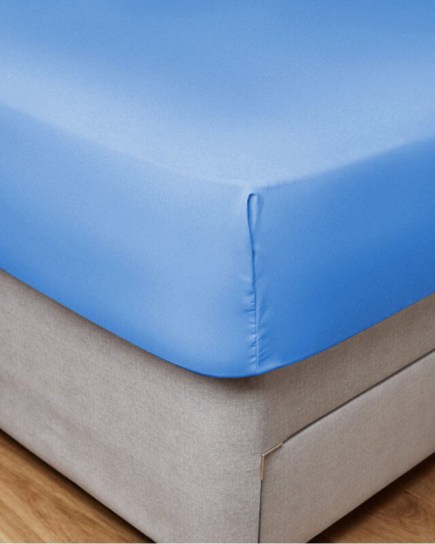 Cotton Home Fitted Sheet Set 3Pc Satin 300TC Blue