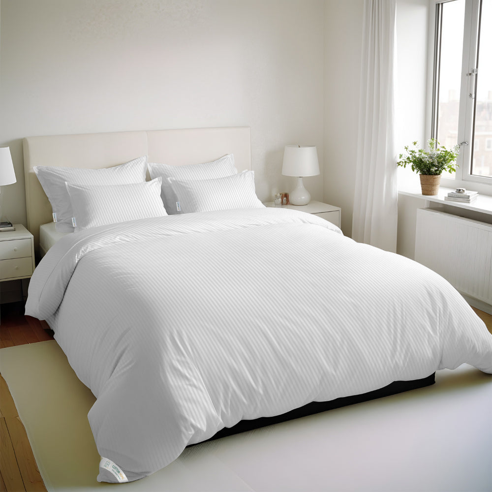 Cotton Home Duvet Cover Set 6Pc Stripe White