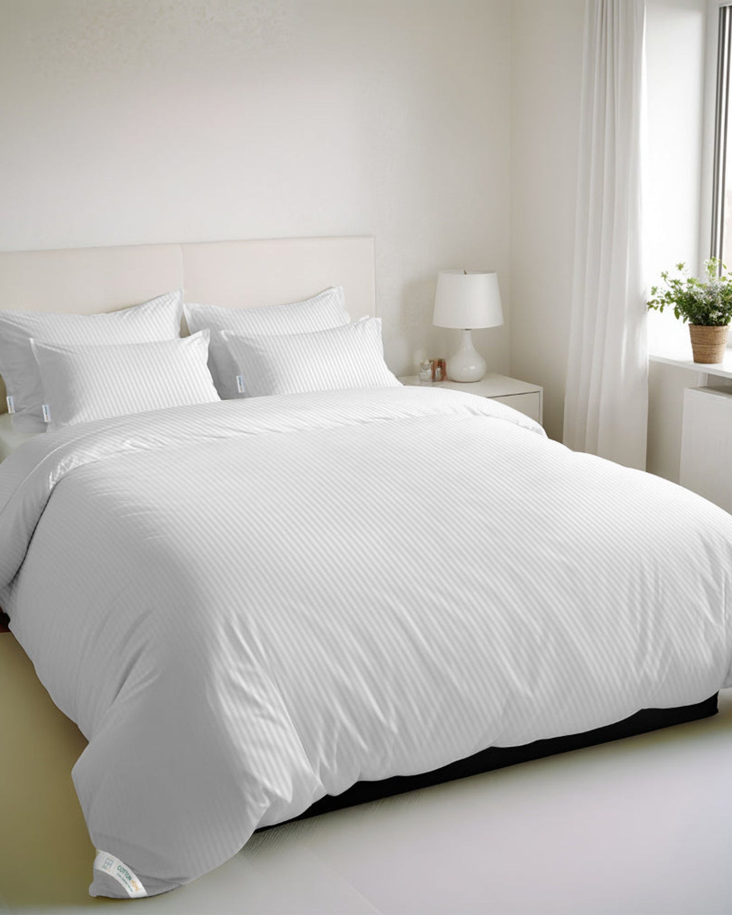 Cotton Home Duvet Cover Set 6Pc Stripe White